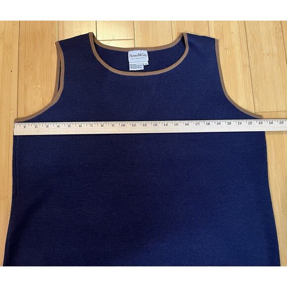 Pamela McCoy Collections Navy w/Tan Sweater Vest Wool/Acrylic blend Plus sz 1X - Picture 3 of 6